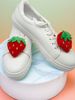 Set di due fermagli per scarpe a forma di fragola e pesca finta. Decorazioni staccabili per scarpe, scarpe e stivali decorativi multifunzionali._voghion.com