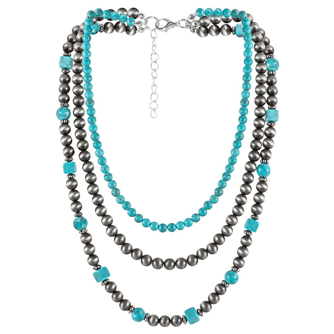 Collana di perline turchesi fatta a mano in stile etnico retrò_voghion.com