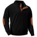 Men's Clothing Corduroy Casual Sweatshirt With Stand Collar & Patch Pockets - Lightweight Long Sleeve Pullover For Spring/Autumn (Black, Army Green)_voghion.com