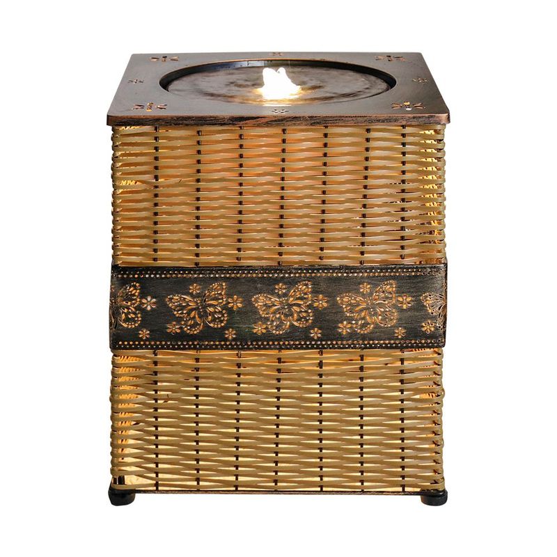 Indoor Rattan Water Fountain With LED Light - 17 Inch High Floor Zen Fountain For Home, Living Room, Yoga Room, Office And Porch Decor_voghion.com
