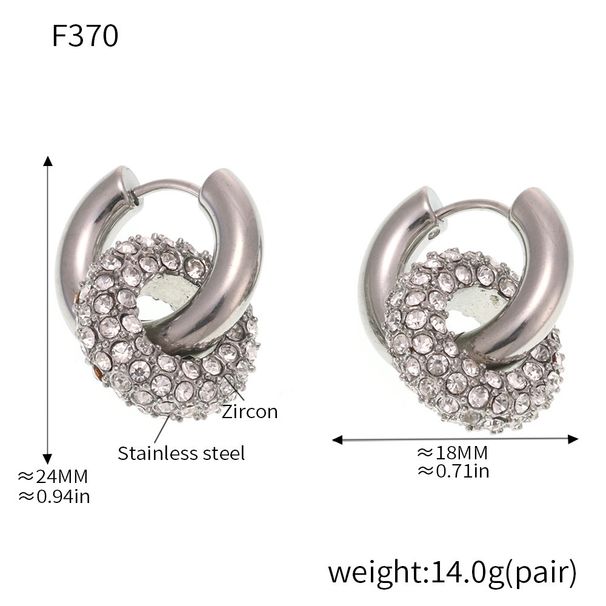 Dames sieraden hoepel zirkoon oorbellen twee keer dragen dubbele cirkel niche ontwerp roestvrij staal kleurbehoud nieuwe oorbellen_voghion.com