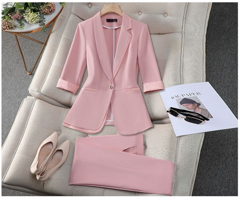 Women's Three-quarter Sleeve Small Suit Jacket Women's High-end Temperament Small Professional Suit Set_voghion.com