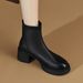 cameido Simple thick-soled ankle boots for petite women, with chunky heels and a rear zipper, fashion boots_voghion.com
