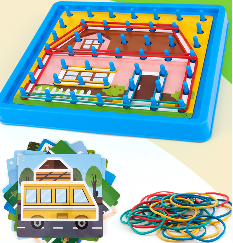 Bambini Geometria Catena Puzzle Giocattolo Elastico Collegamento Puzzle Gioco Famiglia Tavoli Gioco Per Interazione Esercizio Pensiero_voghion.com