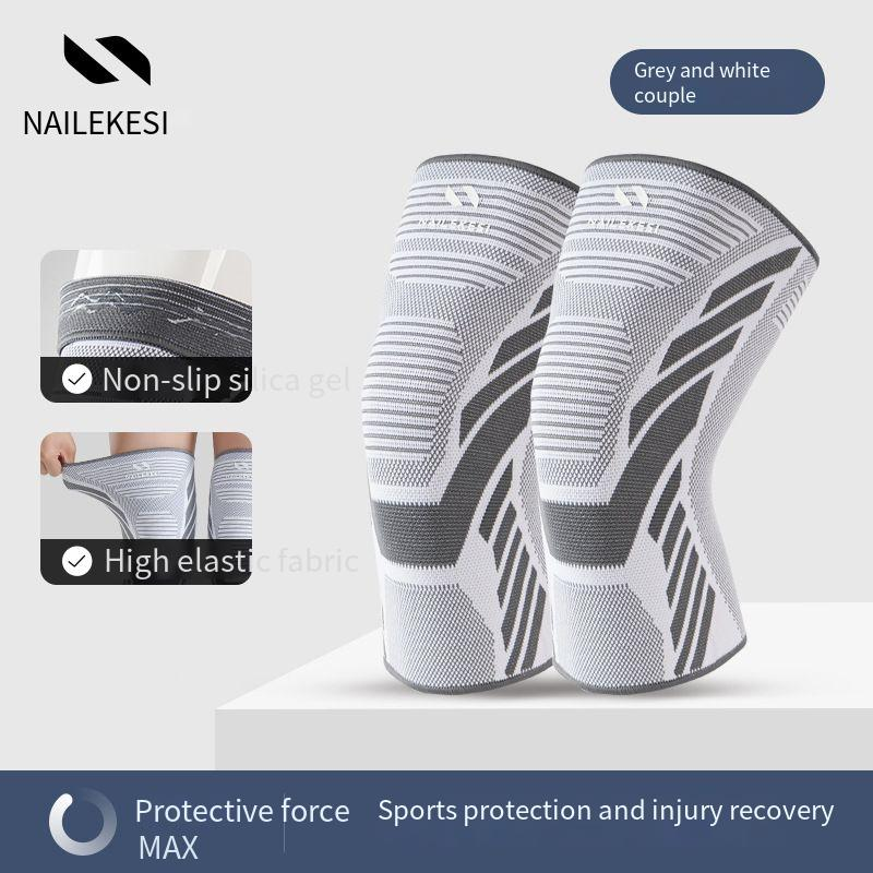 Ademende nylon kniebrace voor mannen en vrouwen - Lichtgewicht ondersteuning voor basketbal, hardlopen, voetbal en sporten - Antislipontwerp met verstelbare banden_voghion.com