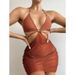 Damenbekleidung Einfarbig Mehrfarbig Mode Bikini Bikini Mesh Langer Rock Dreiteiliger Badeanzug_voghion.com