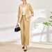 GraceChic 2401114-Spring Main Promotion Satin Wrinkled Quality Blazer + Straight-Leg Pants Two-Piece Set Elegant Commuting_voghion.com