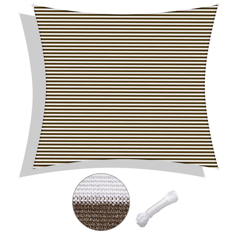 22'x23' Rectangle Sun Shade Sail/ Coffee+White_voghion.com