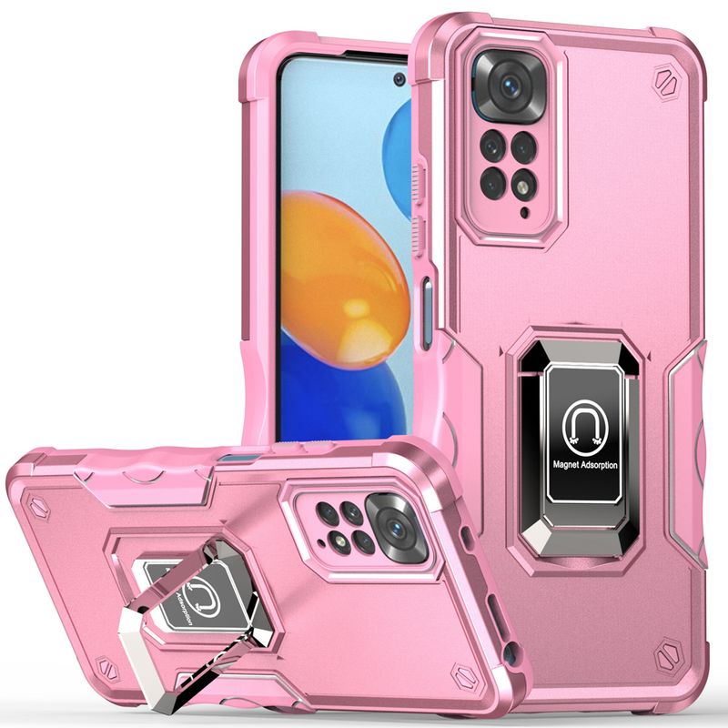 KEYSION Shockproof Armor Case for Redmi Note 11 11S Global Version Ring Stand Phone Back Cover for Xiaomi Redmi Note 11 _voghion.com