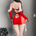 Lingerie, Strapless Plush Christmas Outfit, Pure Desire To Wrap Buttocks, Short Skirt Hollowed Out Sexy Uniform_voghion.com