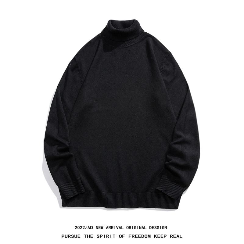 Maglione base da uomo, maglione classico da uomo con collo alto, vestibilità slim, casual, da indossare a strati (bianco, grigio, nero)_voghion.com