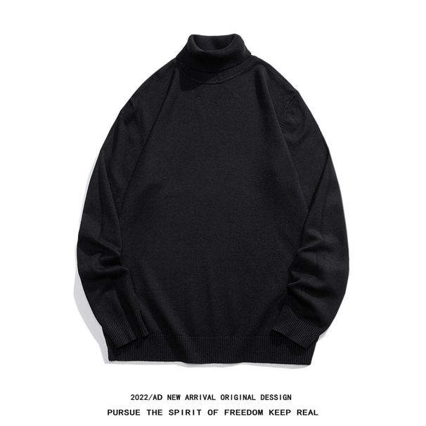 Maglione base da uomo, maglione classico da uomo con collo alto, vestibilità slim, casual, da indossare a strati (bianco, grigio, nero)_voghion.com