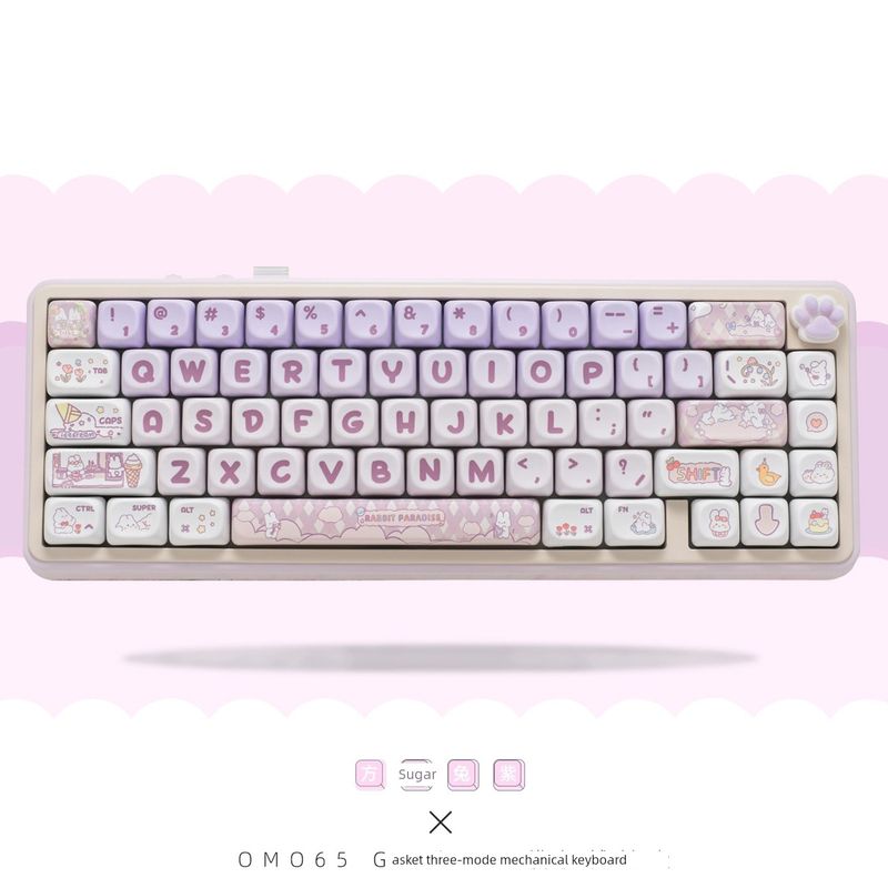 Omo65 Üç Modlu Kablosuz RGB Bluetooth Nical Klavye Ofis Mahjong Ses Sıcak Takma Conta Özelleştirilmiş Kit_voghion.com