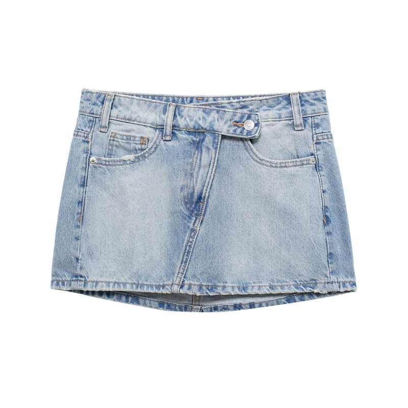 Mini-jupe en jean décontractée et tendance pour femme_voghion.com