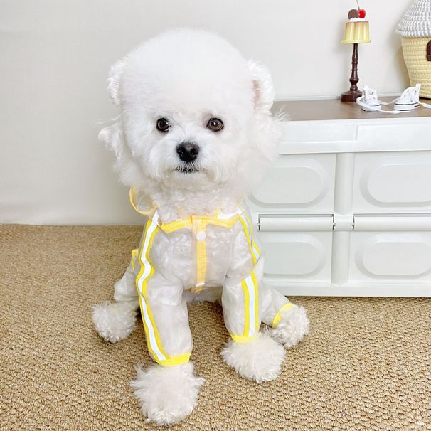 New Pet For Dogs, Four-Legged Transparent With Tail Cover, Reflective Strips, Hooded Dog Raincoat_voghion.com