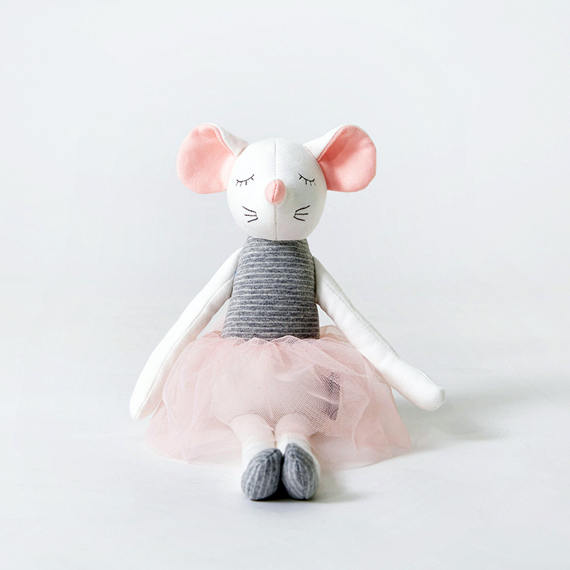 Stuffed Plush Animals Doll Pink Mouse Sister Plush Toy Children's Sleeping Gauze Skirt Doll Girl Birthday Gift Short Plush Doll_voghion.com