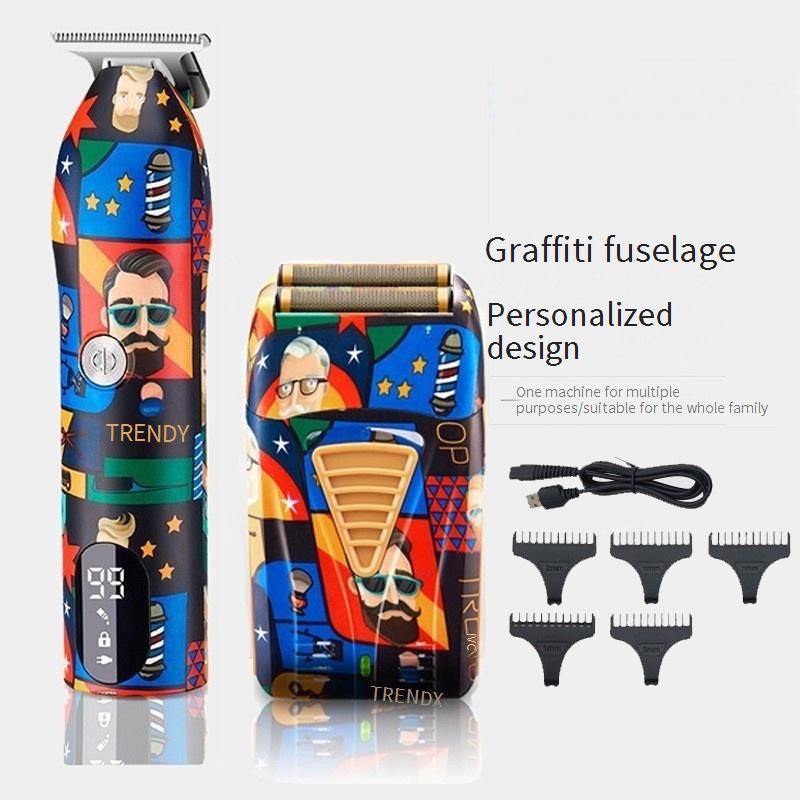 Dual Graffiti Electric Shaver - USB Rechargeable, Low Noise (36dB), Detachable & Washable Head, 2.5H Runtime, For Men's Grooming & Travel​_voghion.com