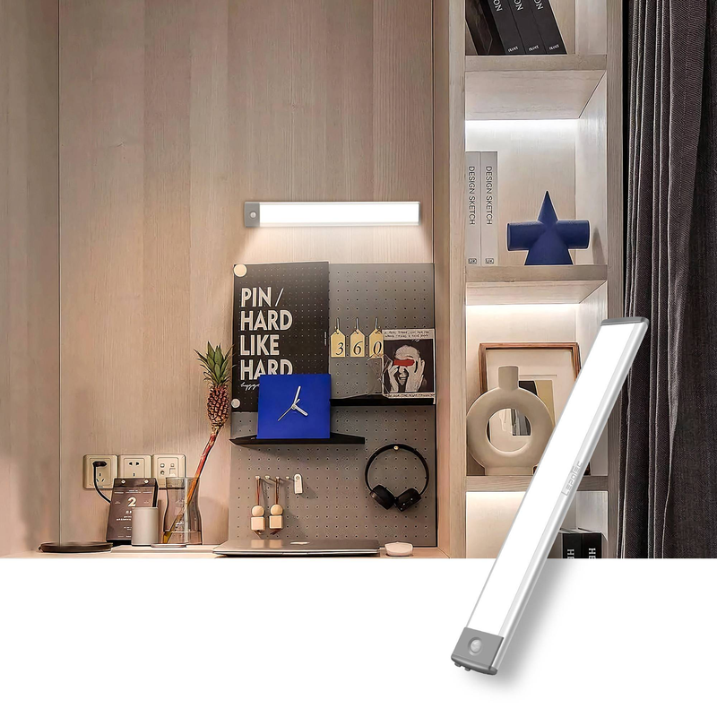 12.7Inch Motion Sensor Closet Light, 60LED 3Colors(Cool/Nature/White) Wireless Rechargeable Under Cabinet Light (Set Of 1)_voghion.com