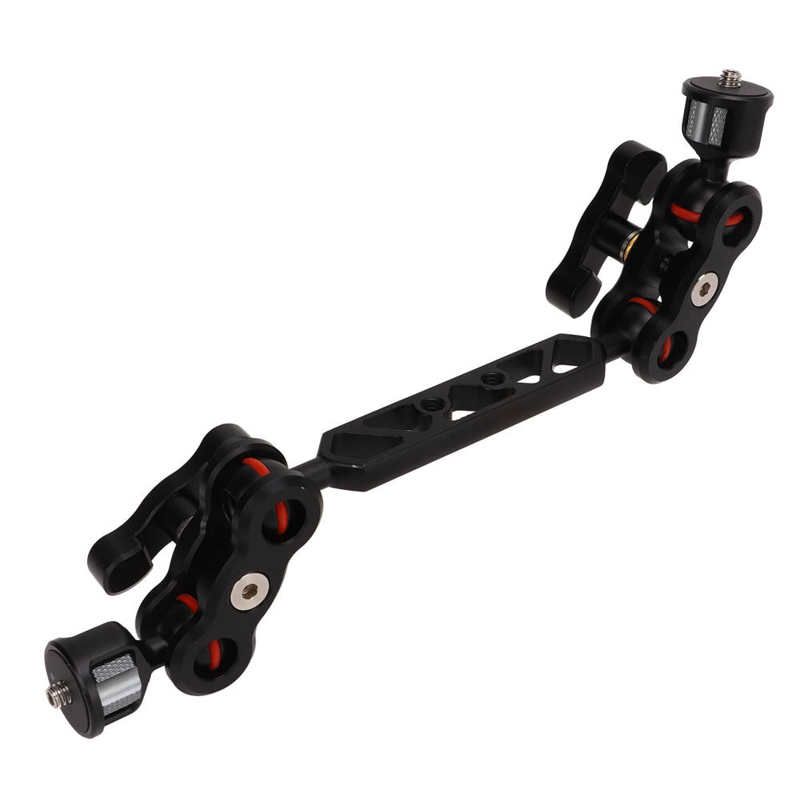 11 tuuman nivelvarsikiinnitteinen kaksoispallopään jatkovarsi 1/4-ruuvilla järjestelmäkameran kenttämonitorin LED-valomikrofonille_voghion.com