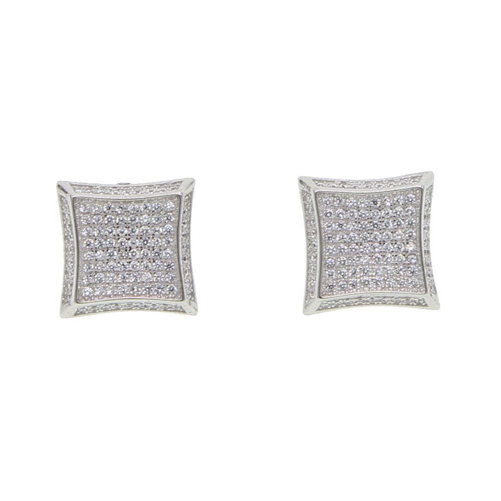 Set di gioielli da donna alla moda, orecchini in argento con micro zirconi intarsiati, gioielli Hip Hop_voghion.com