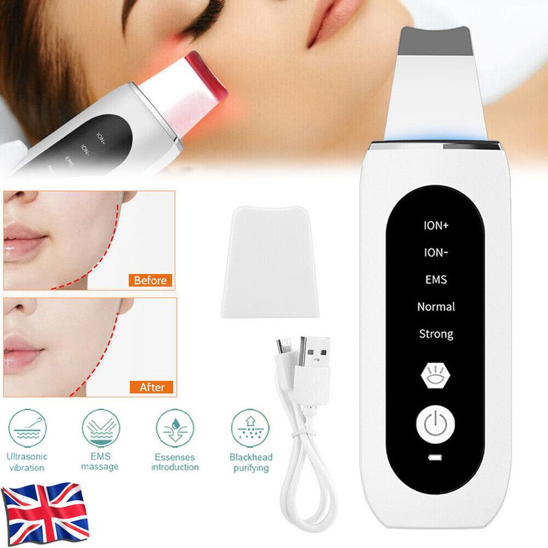 Facial Ultrasonic Skin Scrubber Pore Cleaning Spatula Blackheads Peeling Remover_voghion.com