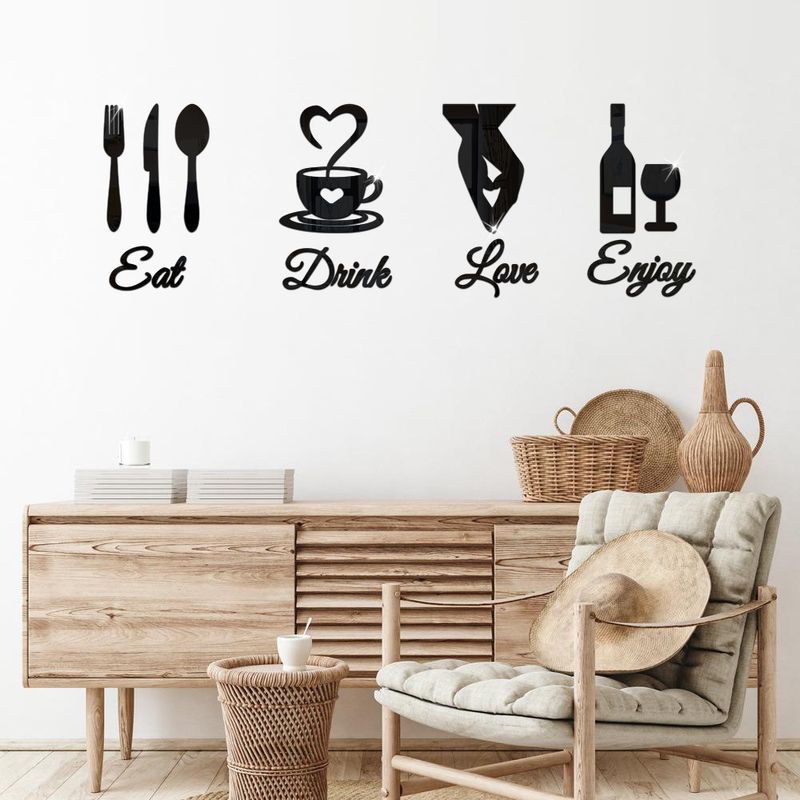 Acryl-Wandaufkleber, Weingläser, Löffel, Kunstdekorationsgemälde, Wohn-Esszimmer, Gang, Hintergrundwand,_voghion.com
