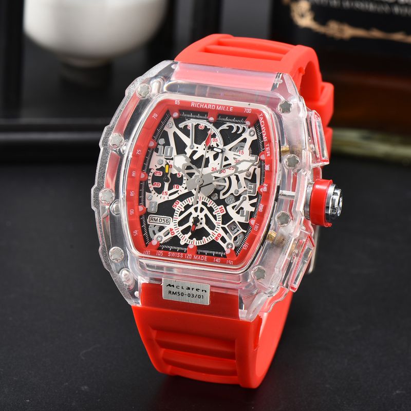 Relógio de personalidade criativa superlativo Richard, mostrador múltiplo, multifuncional, moderno, com pulseira de borracha, generoso, casual, masculino e feminino_voghion.com