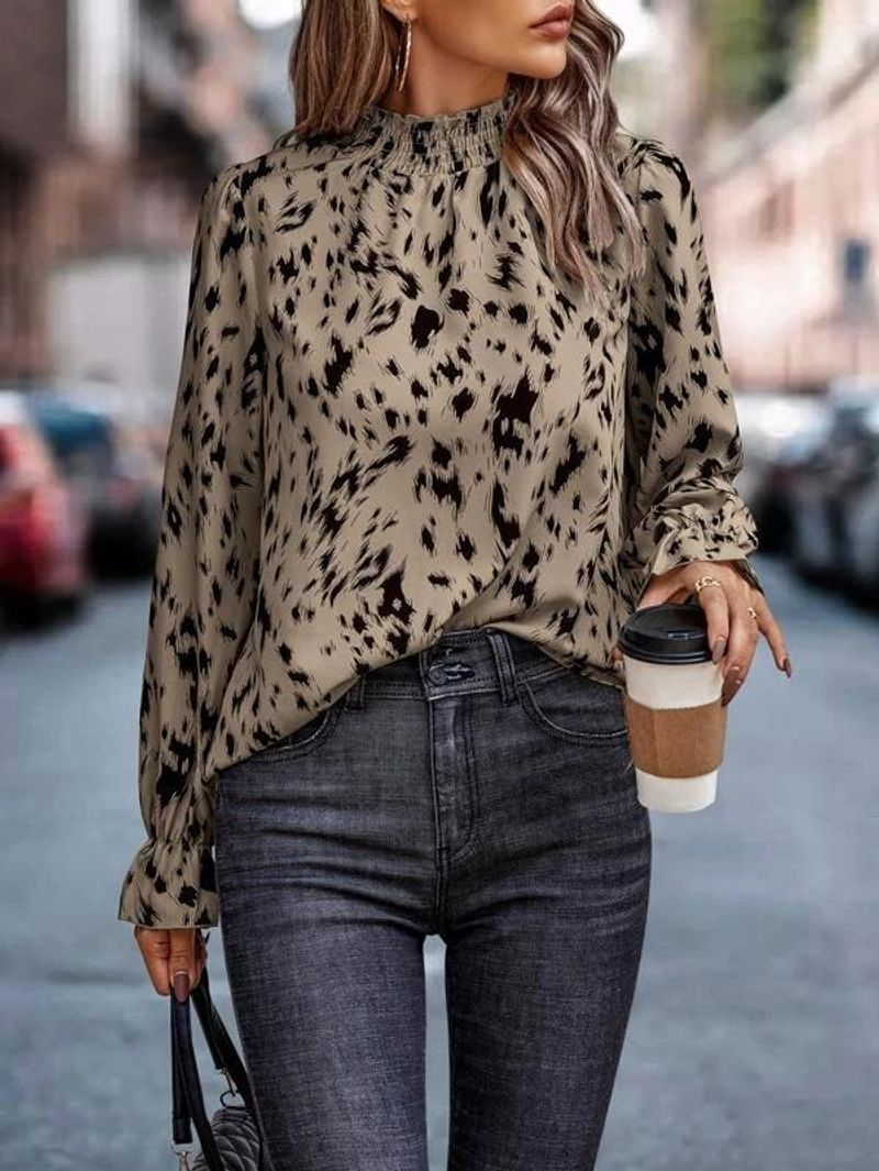2024 Spring Autumn Fall New Casual Solid Round Neck Long Sleeve Fashion Shirts Colourful Paisley Women's Blouses New_voghion.com