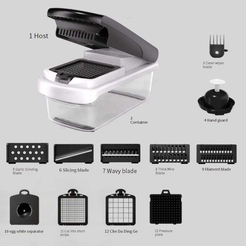 Multifunktionaler Gemüseschneider – 6-in-1-Mandoline zum Julienne-Schneiden, Reiben, Würfeln und Spiralisieren (Kartoffeln, Karotten, Gurken)_voghion.com