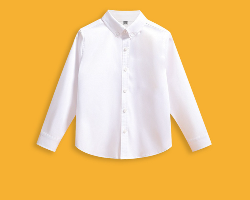 Children's White Shirt Free Of Ironing And Anti Wrinkle White Shirt Long Sleeved Primary And Secondary School Students' School Uniform_voghion.com