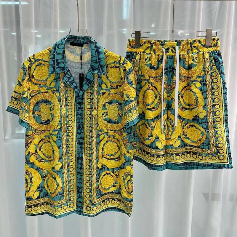 Men's Clothing Suit Shirts Classic Color Matching Print Youth Casual Short Sleeved Shirt Sports_voghion.com
