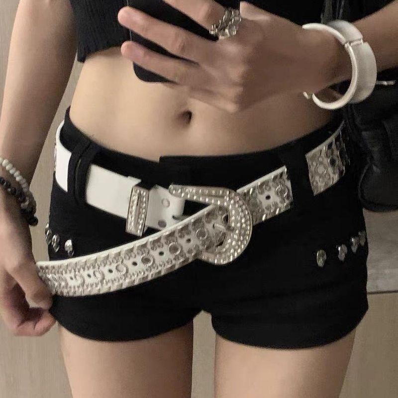 Subculture Punk Rhinestone Millennium Hot Girl Heavy-duty Unisex Decoratieve Bijpassende Riem voor Jeans_voghion.com