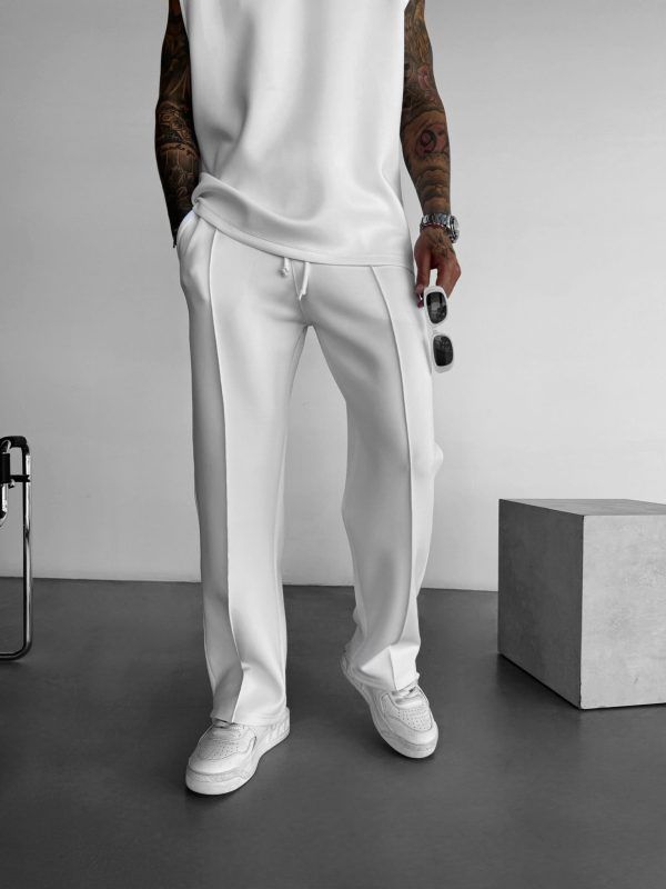 Men's Straight Leg Casual Pants – Stretch Polyester Office & Lounge Trousers With Drawstring (8 Colors)_voghion.com