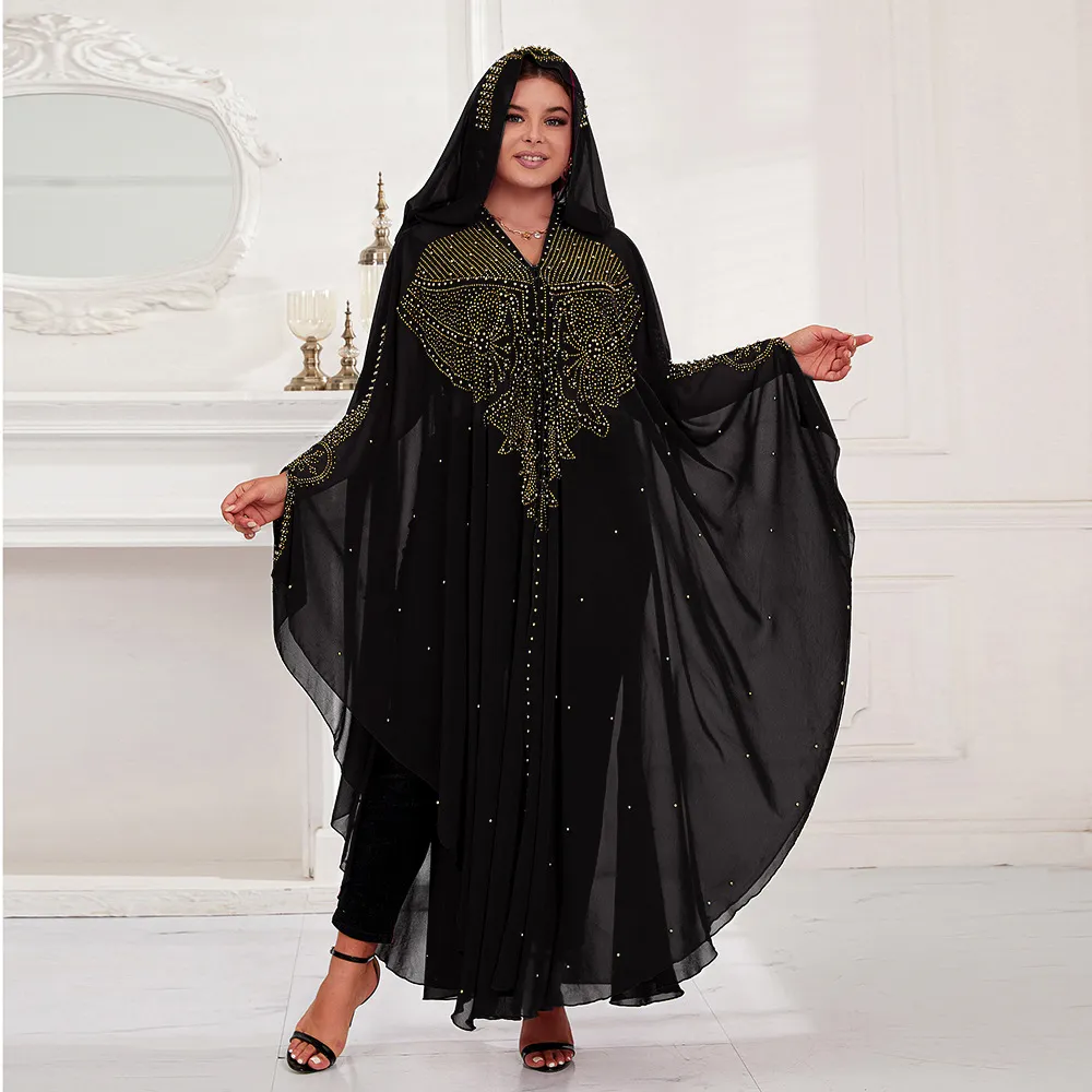 Damska muzułmańska sukienka w dużych rozmiarach, gorąca, diamentowa, koralikowa, modna szata, odzież damska_voghion.com