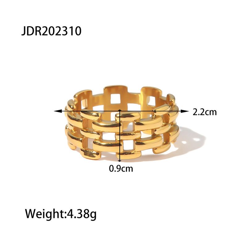Titanium steel hollow ring gold watch strap stainless steel ring female light luxury high end non fading ring_voghion.com
