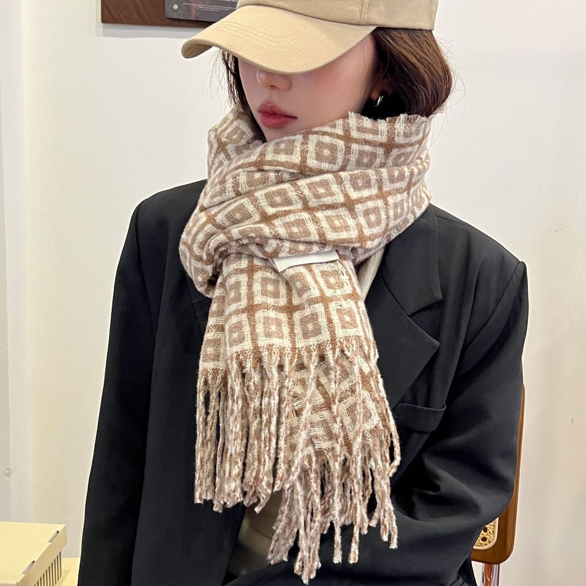 Sciarpa calda in cashmere per studenti in stile coreano, stile autunno inverno, versatile e di alta qualità, alla moda da donna_voghion.com