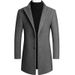 Autumn and winter mid to long slim fit solid color woolen windbreaker coat, men's clothing_voghion.com