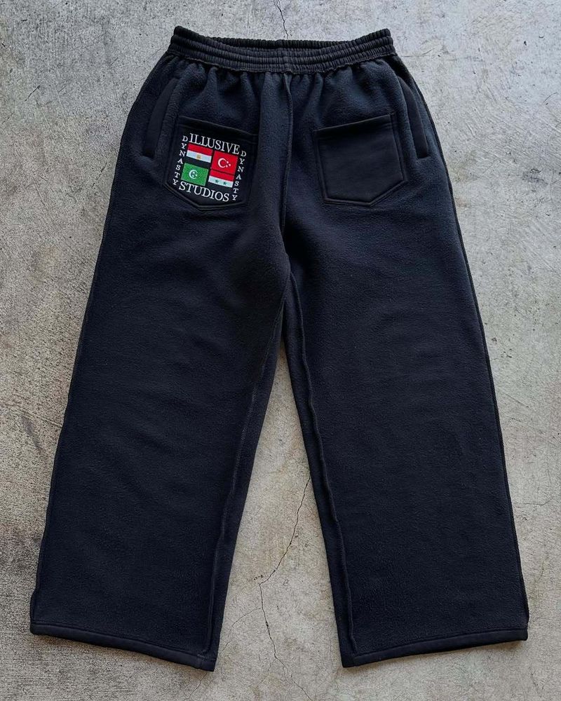Men's Clothing Embroidered Sweatpants Men And Women's Trendy High Street Trousers Loose Wide Leg Pants_voghion.com