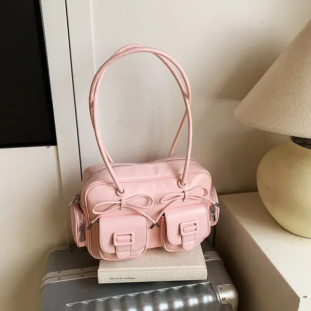 Free Shipping Designer Niche Multi Pocket Motorcycle Women's 2025 New Single Shoulder Armpit Tongqin Crossbody Bowling_voghion.com