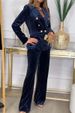 2025 New Autumn And Winter Women's Fashion Double-Breasted Velvet Two-Piece Suit_voghion.com