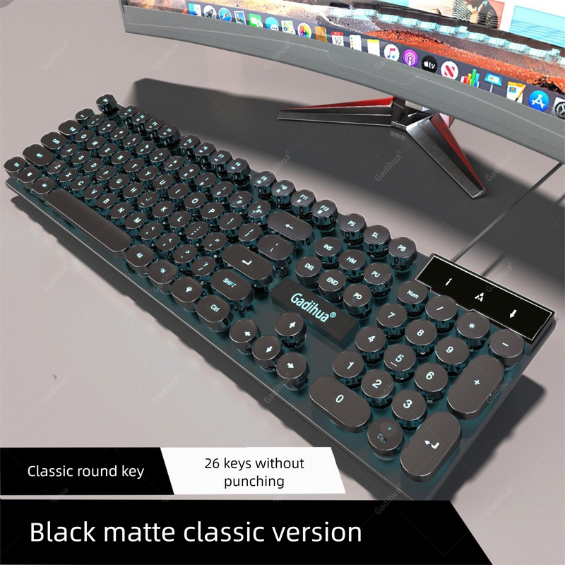 Wired Mouse Computer Tablet Phone Keyboard Universal Mechanical Feel Gaming Office Competitive Luminous Set_voghion.com
