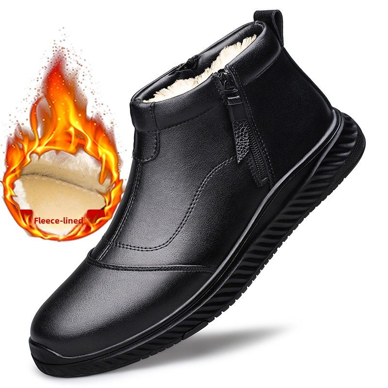 Baumwollschuhe, Herren-Samtschuhe, dicke Lederschuhe, wasserdichte Freizeitschuhe, Herren-High-Top-Schuhe für Senioren, Schneestiefel_voghion.com