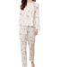 Lässiges und bequemes Pyjama-Set für Frühling und Herbst, bedruckte Langarmhose für Damen, zweiteiliges Set_voghion.com