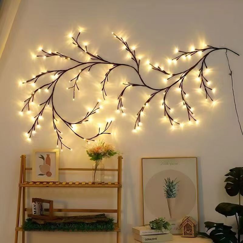 New LED Tree Branch Vine Cherry Blossom Indoor Decorative Shape Bendable Atmosphere Light Color_voghion.com