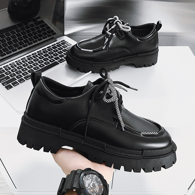 Chaussures décontractées en cuir pour homme MOSSHARKLO – Baskets basses respirantes en PU avec semelle en caoutchouc pour un usage quotidien (noir)_voghion.com