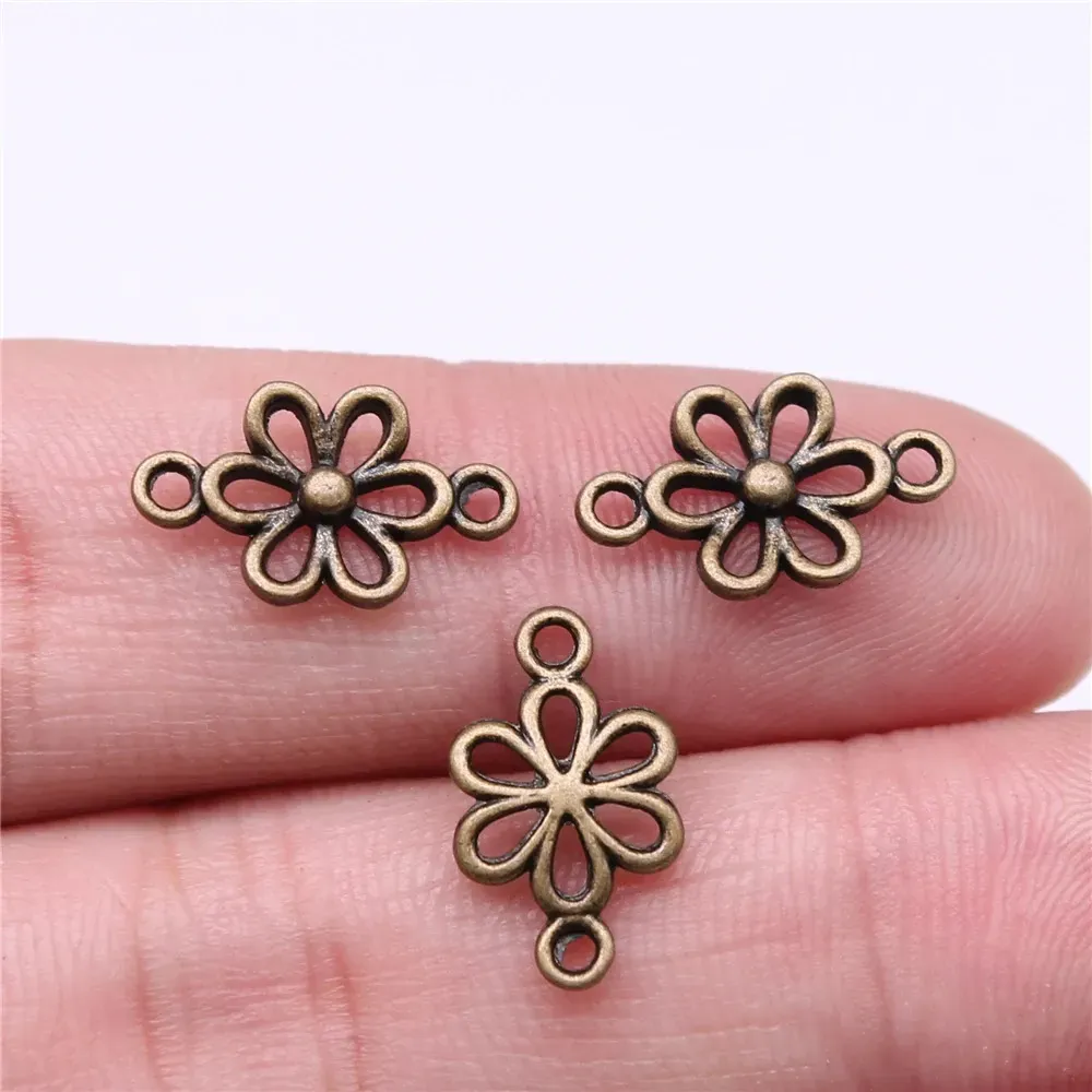 WYSIWYG 40 Stück 15 x 9 mm Blumenverbinder in Antiksilberfarbe für Schmuckherstellung DIY-Zubehör 241106_voghion.com
