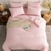 Pink Solid Color Breathable Queen Size Comforter Sets, All-Season Down-Alternative 3-Piece Bedding Set_voghion.com