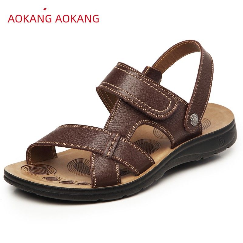 Okang Men Summer Cowhide Two-Way Sandals_voghion.com