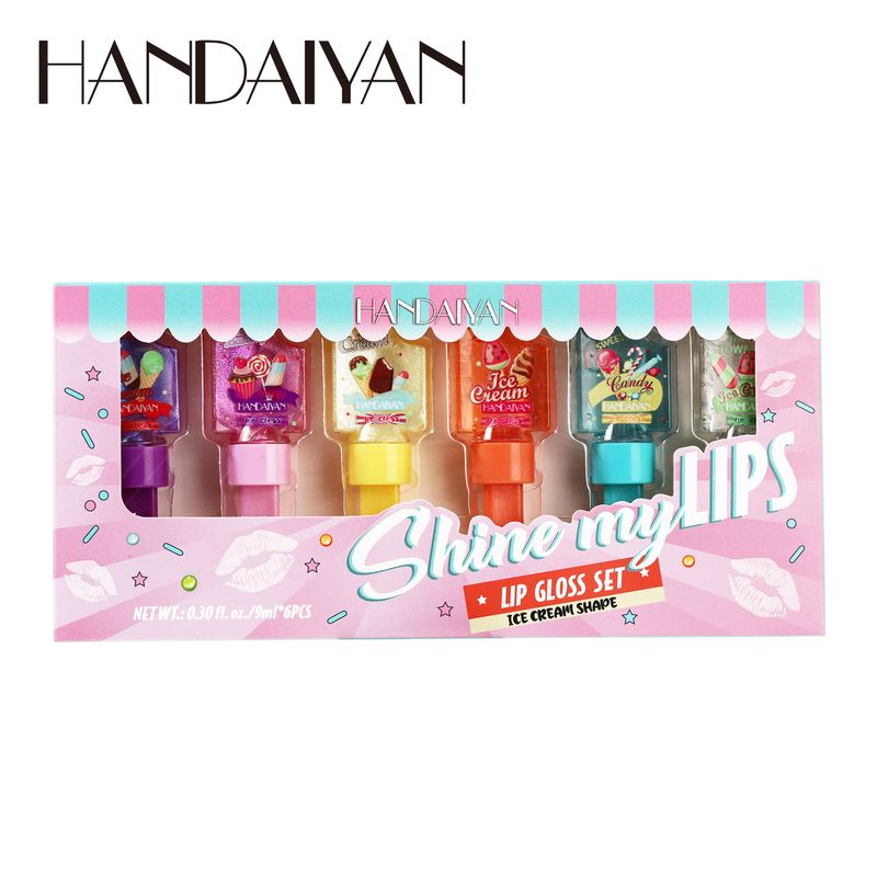 Han Daiyan Glass Mirror Oil Set Ice Cream Pearl Color Changing Moisturizing Lip Honey_voghion.com