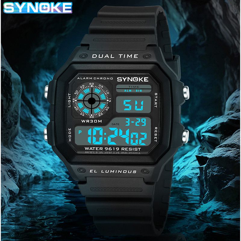 SYNOKE Studenten Elektronesch Auer Liichtend Waasserdicht Sport Hären Quadrat Klassesch Retro Trendy Sport Neit Produkt Transparent Faarf_voghion.com